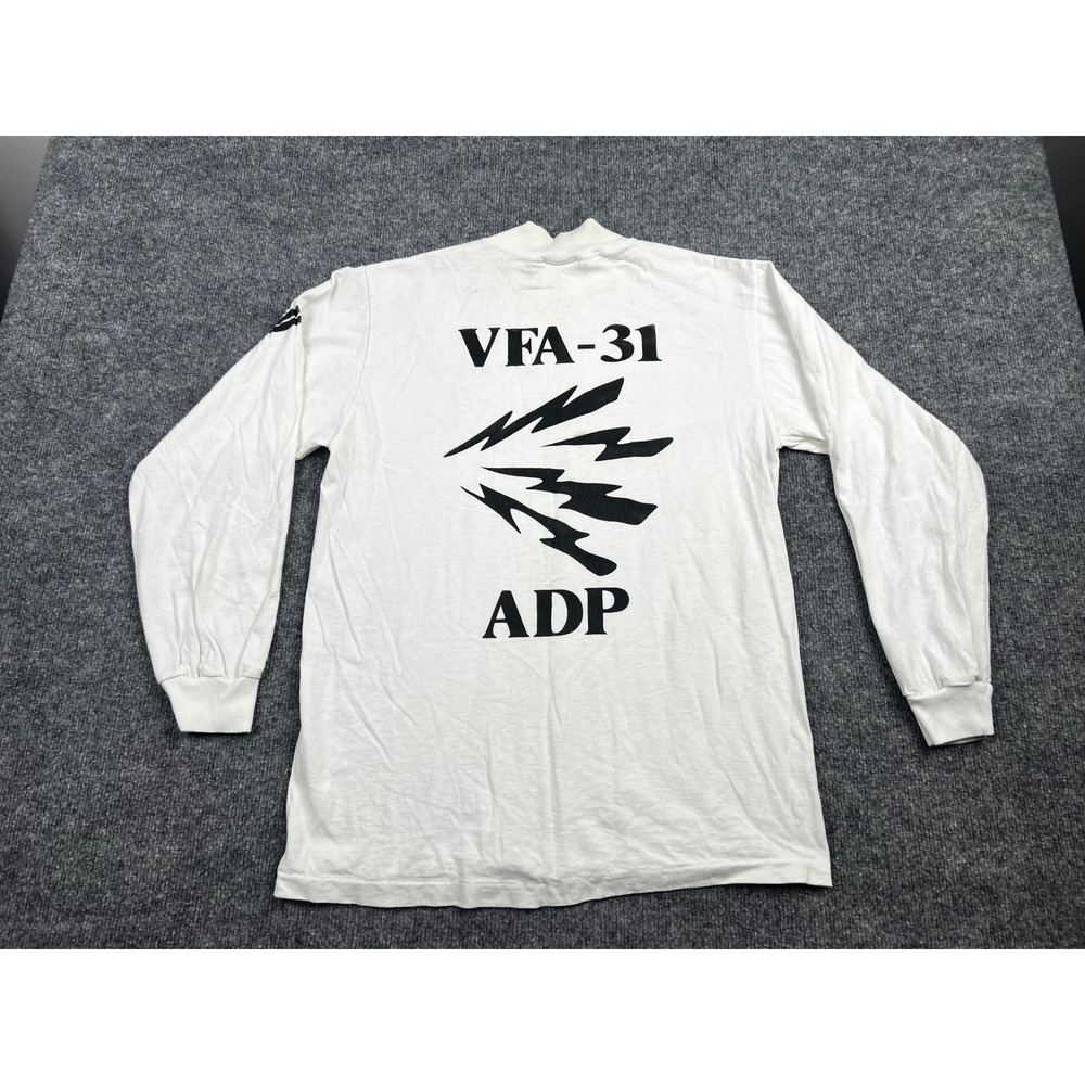 Vintage Eagle USA VFA-31 ADP Navy Long Sleeve Mock Neck Shirt White Mens Medium